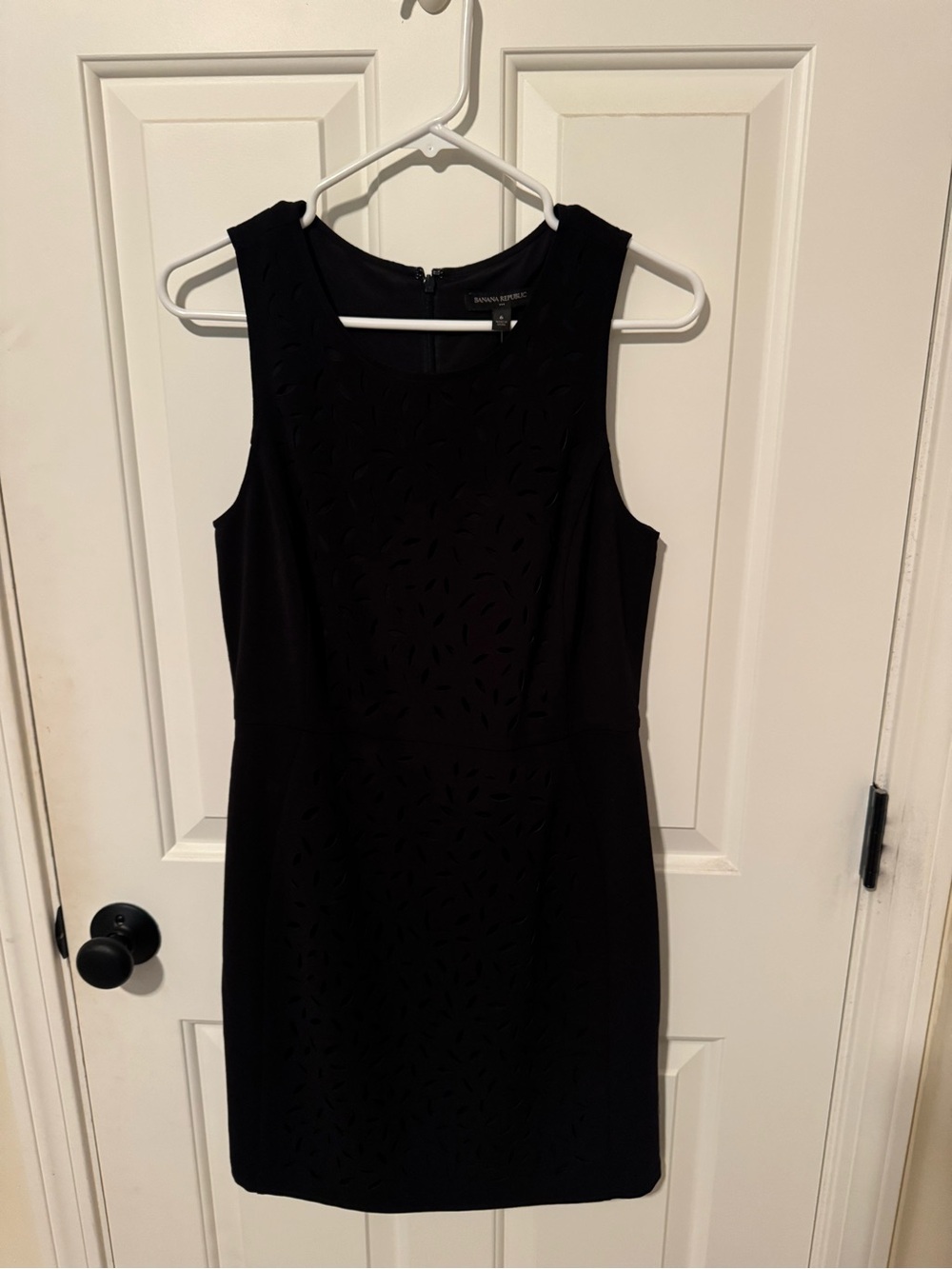 Black Sleeveless Sheath Dress with Subtle Cutout Texture